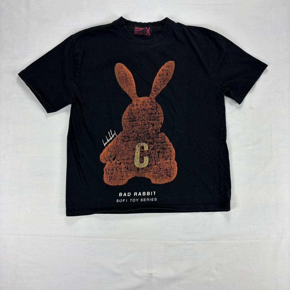 Bad Rabbit Pochacco Graphic T Shirt‎ Black Short Sleeve Cotton Anime Tee S